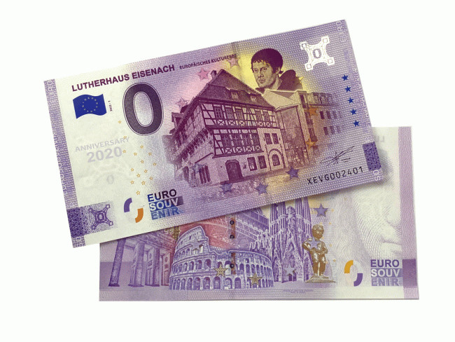 0-Euro-Souvenirschein, Lutherhaus Eisenach Anniversary